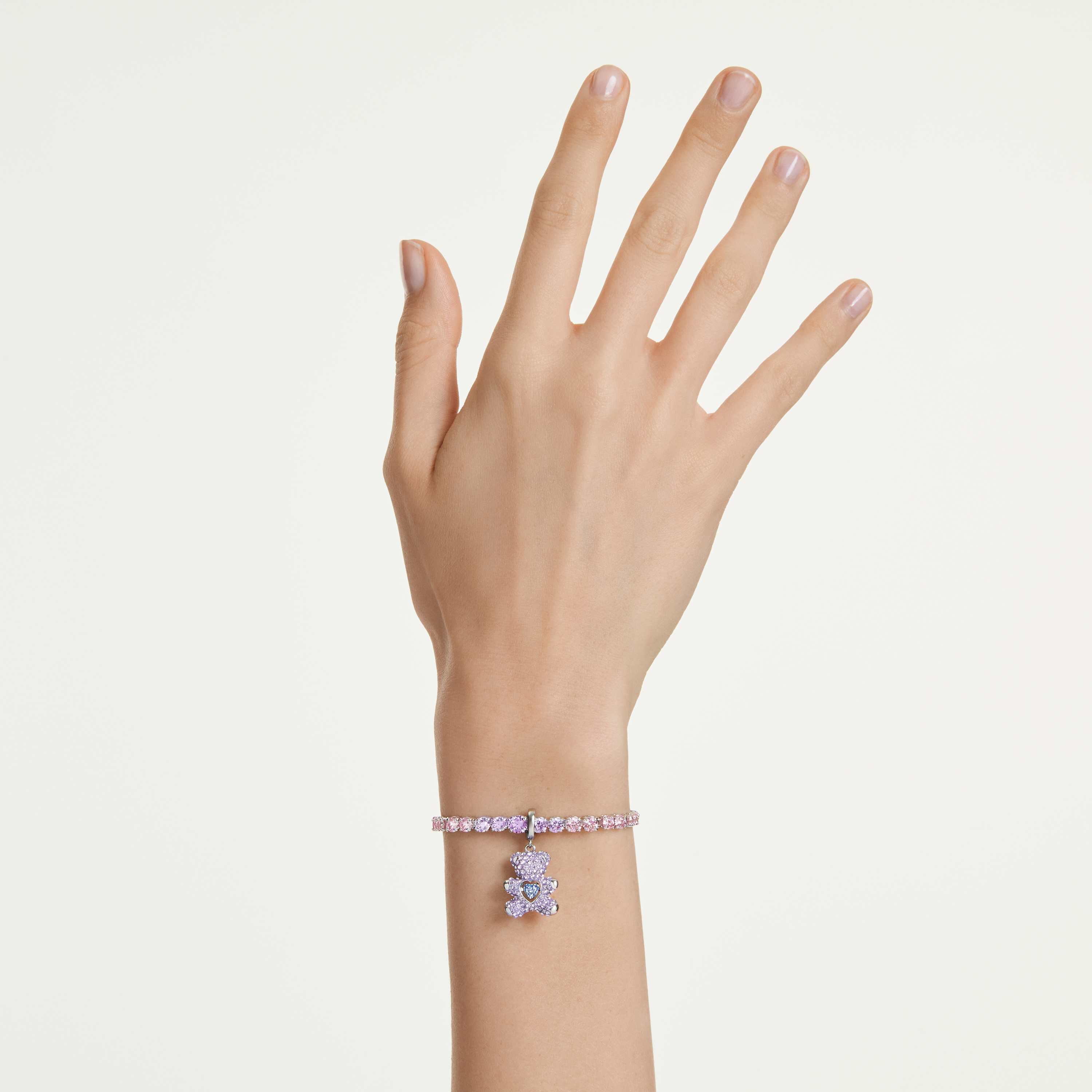 swarovski idyllia charm  mixed cuts  teddy  purple  rhodium plated