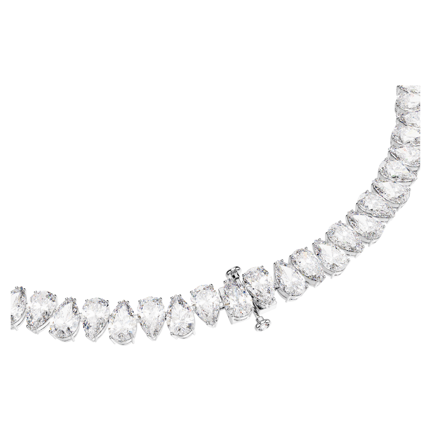 swarovski matrix tennis necklace  pear cut  white  rhodium plated