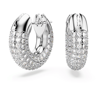 swarovski dextera hoop earrings  small  white  rhodium plated