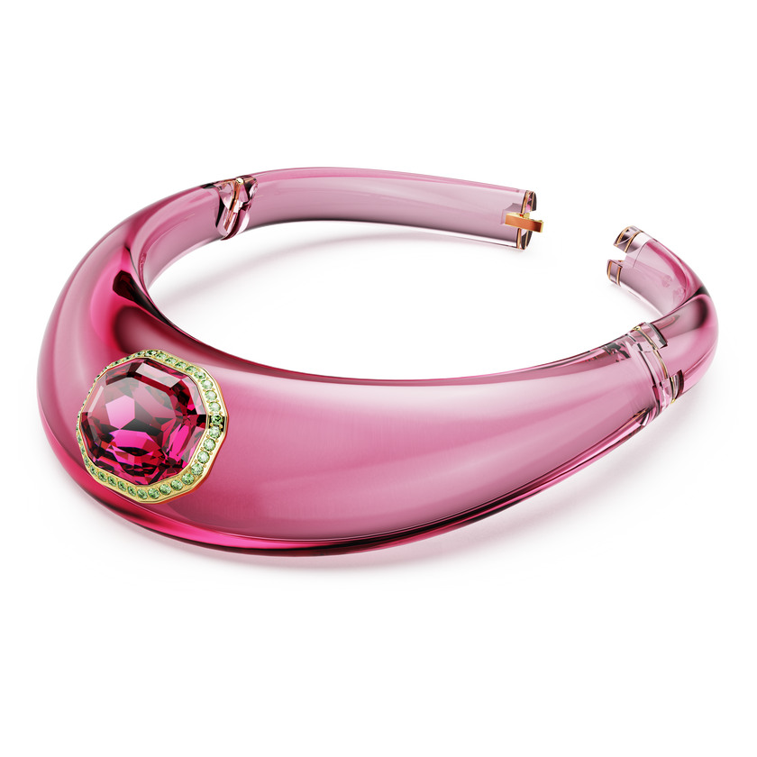 swarovski dulcis choker  octagon cut  pav   pink  gold tone plated