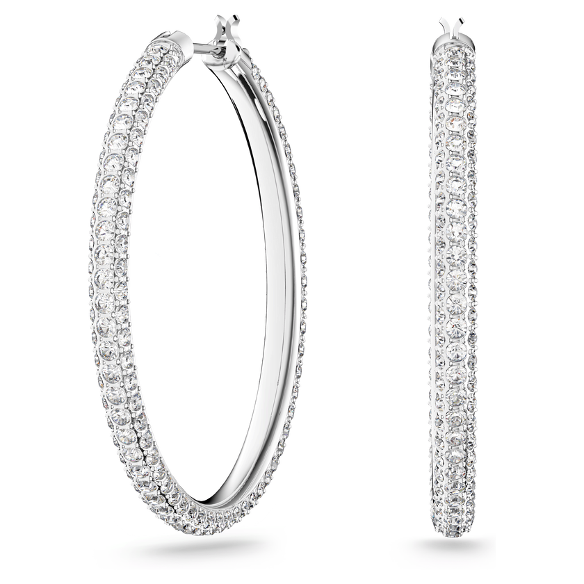 swarovski dextera hoop earrings  pav   large  white  rhodium plated