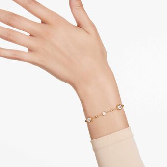swarovski imber bracelet  round cut  scattered design  white  18k gold finish