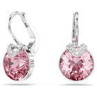 swarovski bella v drop earrings  round cut  pink  rhodium plated