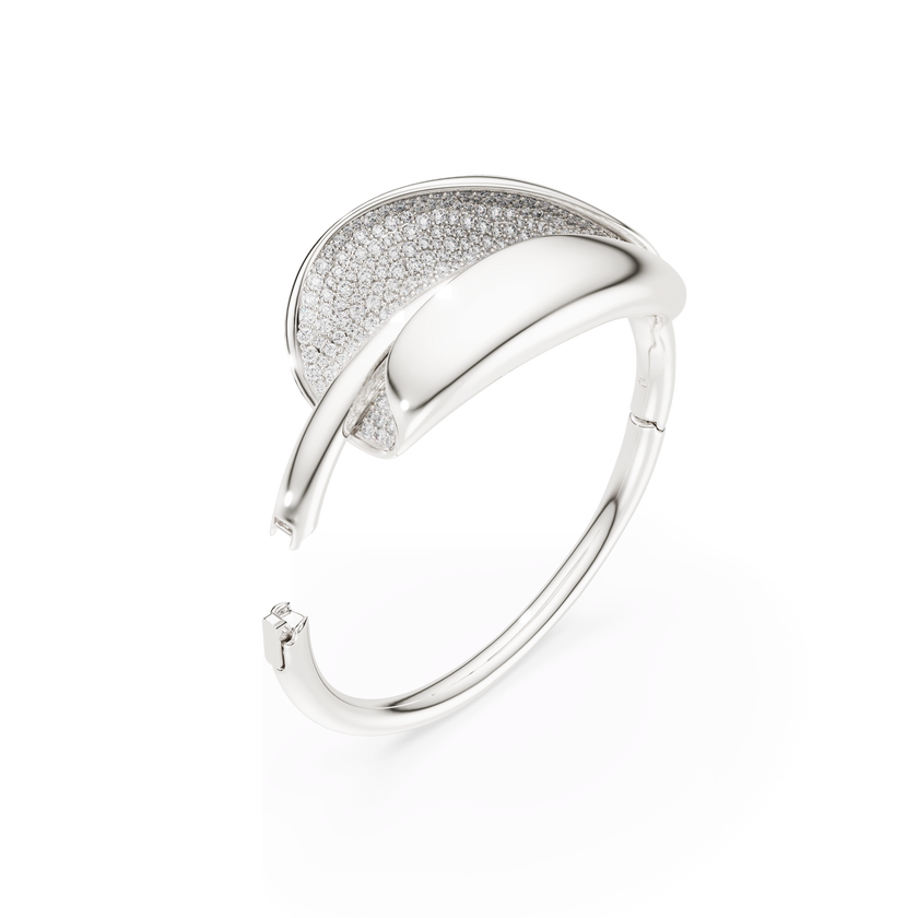 swarovski classica bangle  statement  round cut  white  sterling silver