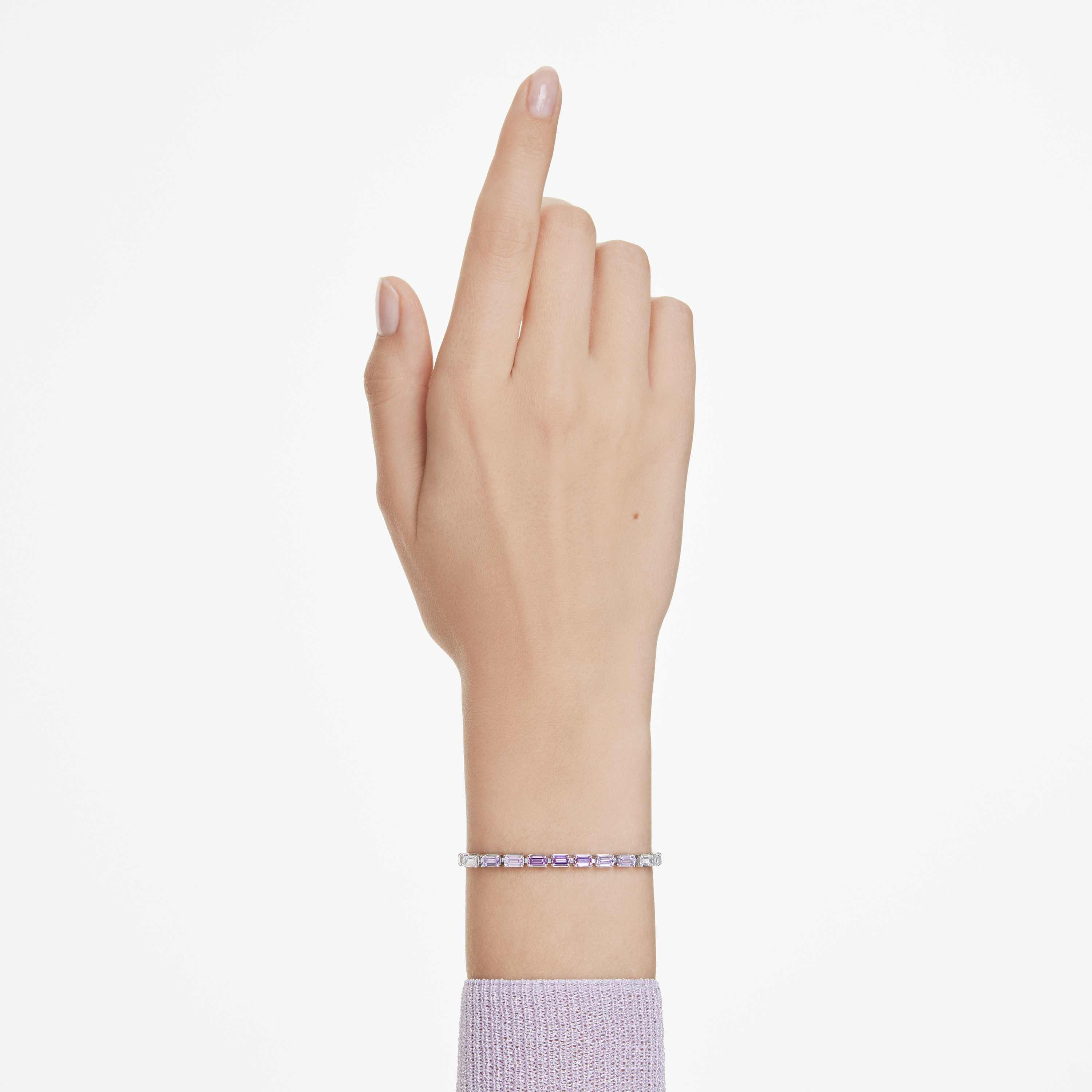 swarovski matrix bracelet  baguette cut  purple  rhodium plated