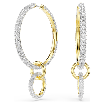 swarovski dextera hoop earrings  round cut  white  gold tone plated
