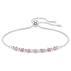 swarovski matrix bracelet  round cut  pink  rhodium plated