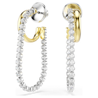 swarovski hyperbola earrings  round cut  white  mixed metal finish