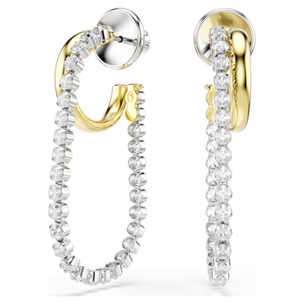 swarovski hyperbola earrings  round cut  white  mixed metal finish