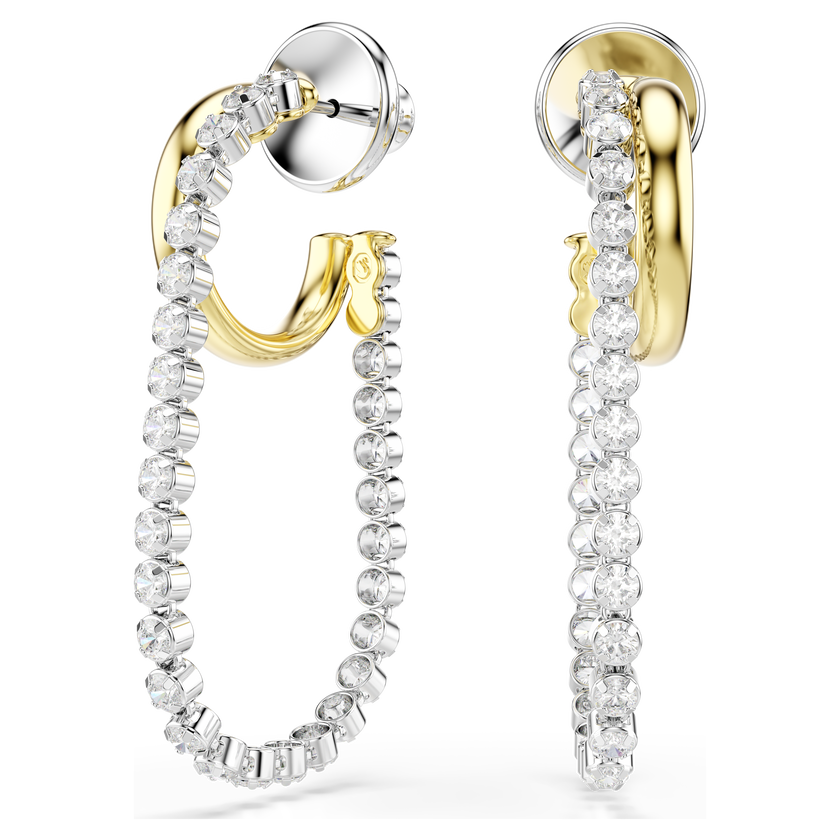 swarovski hyperbola earrings  round cut  white  mixed metal finish
