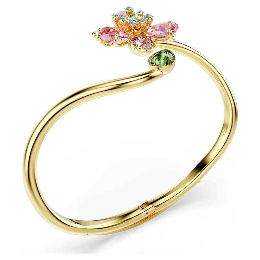 swarovski idyllia bangle  mixed cuts  flower  multicolored  gold tone plated