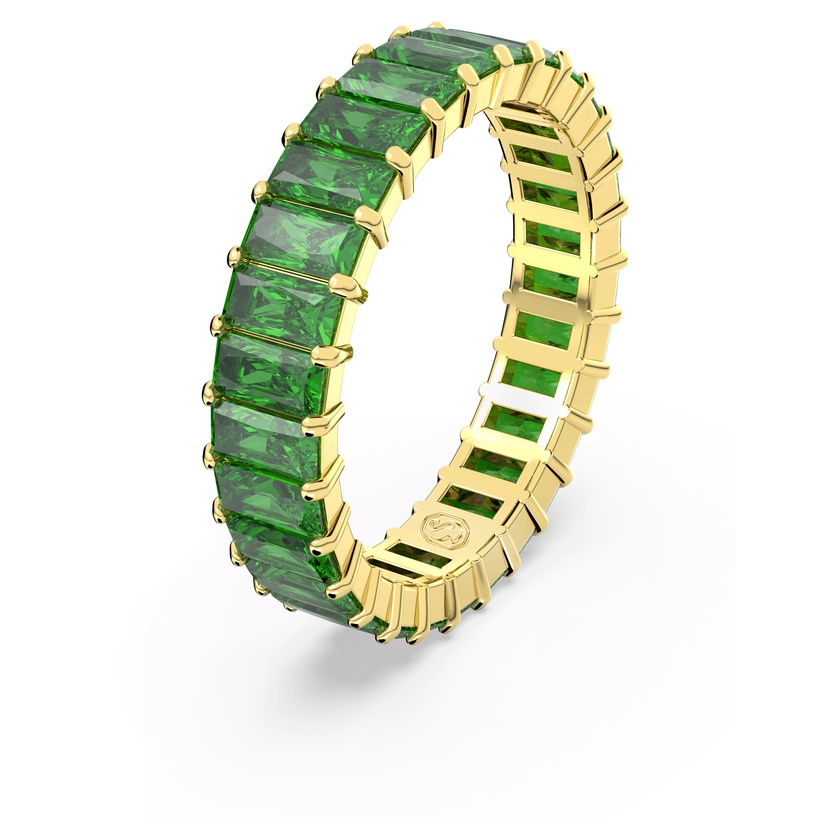 swarovski matrix ring  baguette cut  green  gold tone plated