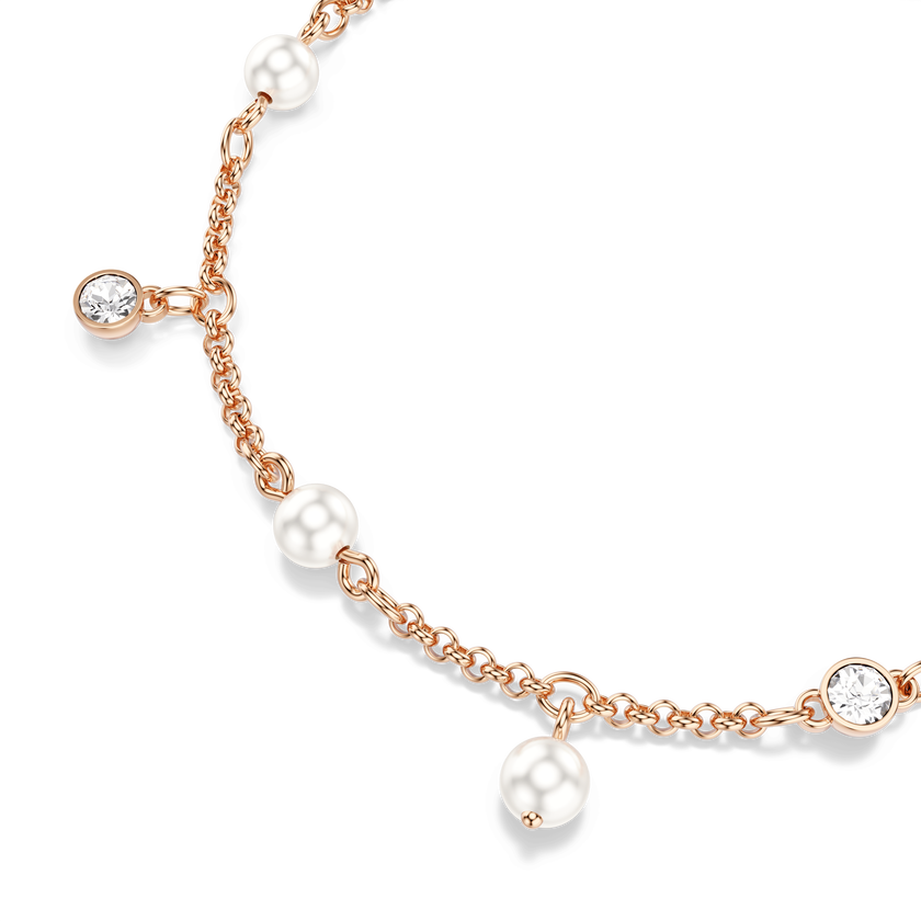 swarovski imber bracelet  crystal pearl  round cut  white  18k rose gold finish
