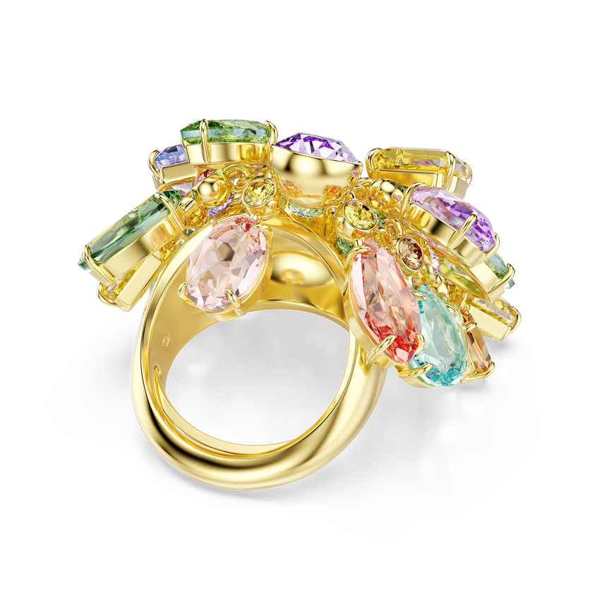 swarovski gema cocktail ring  mixed cuts  multicolored  18k gold finish