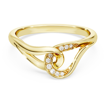 swarovski classica ring  round cut  interlocking  white  sterling silver  18k gold finish