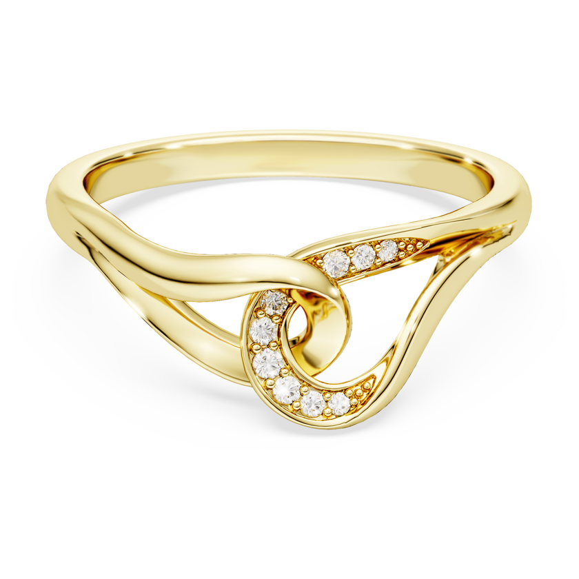 swarovski classica ring  round cut  interlocking  white  sterling silver  18k gold finish
