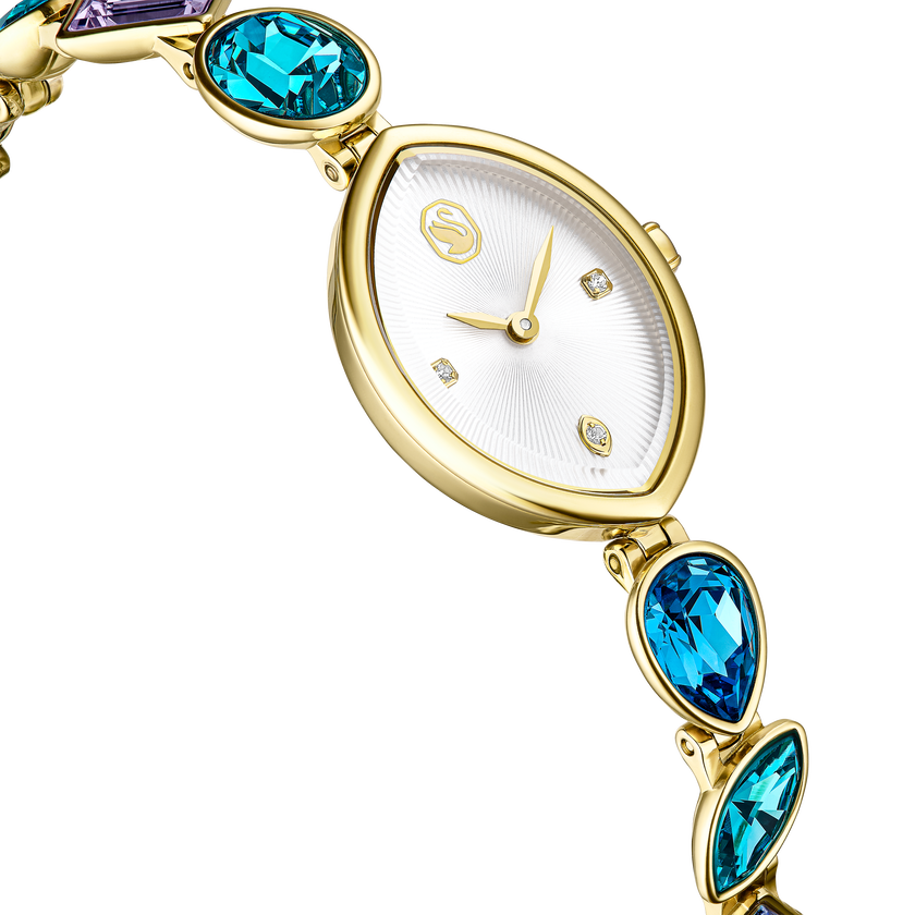 swarovski gema watch  crystal bracelet  gold tone  gold tone finish