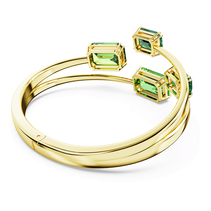 swarovski millenia bangle  octagon cut  green  gold tone plated