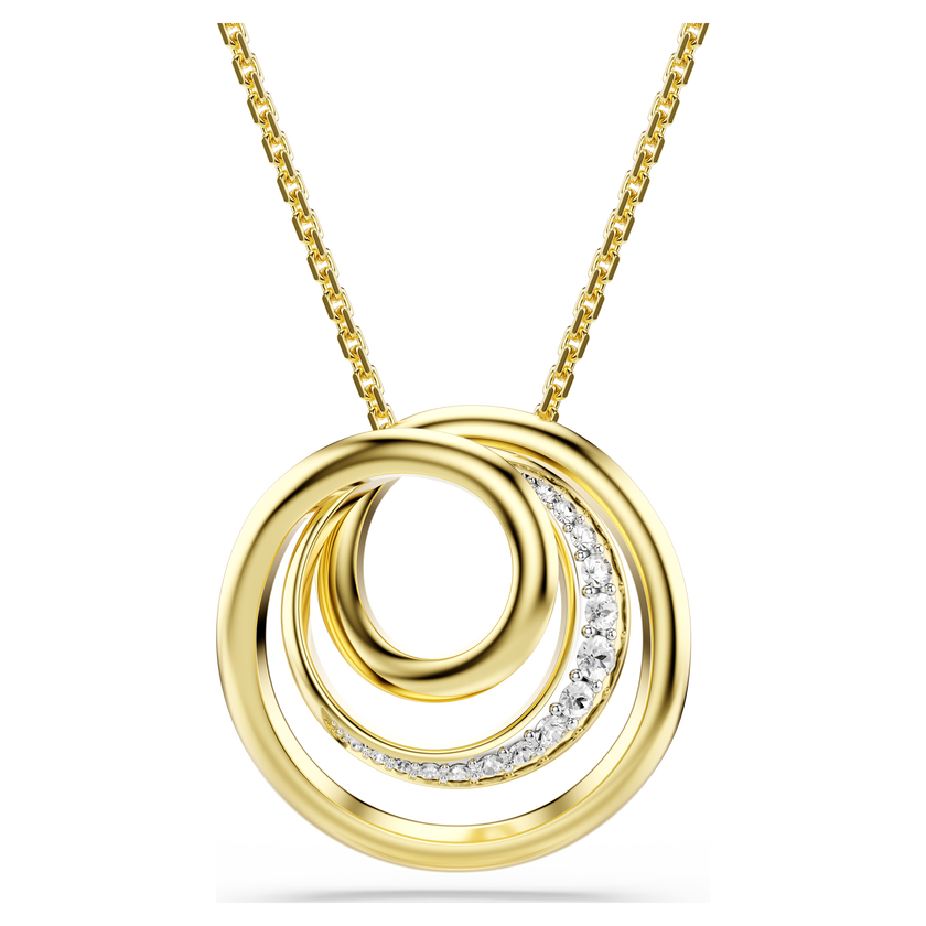 swarovski hyperbola necklace  round cut  white  gold tone plated