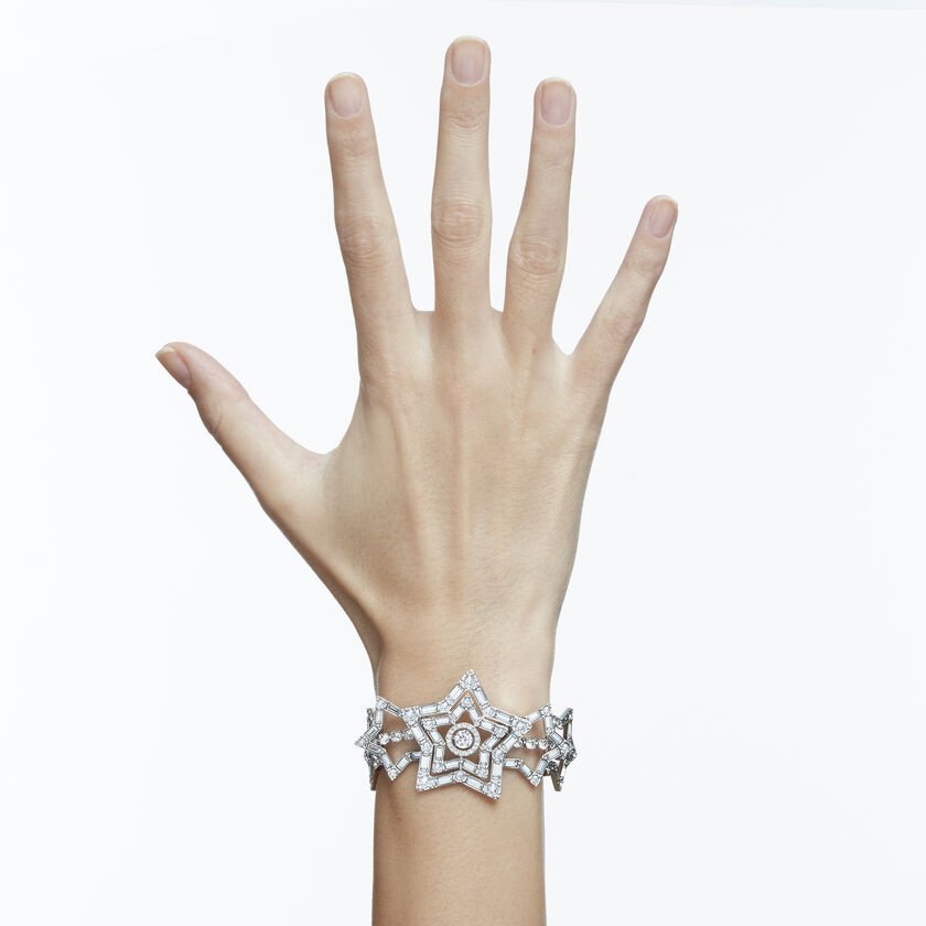 Stella bracelet,  White, Rhodium plated