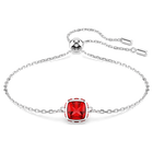 swarovski birthstone bracelet  square cut  july  red  rhodium plated