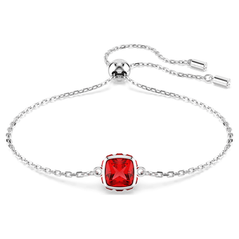 swarovski birthstone bracelet  square cut  july  red  rhodium plated