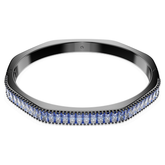 swarovski matrix bangle  baguette cut  blue  ruthenium plated