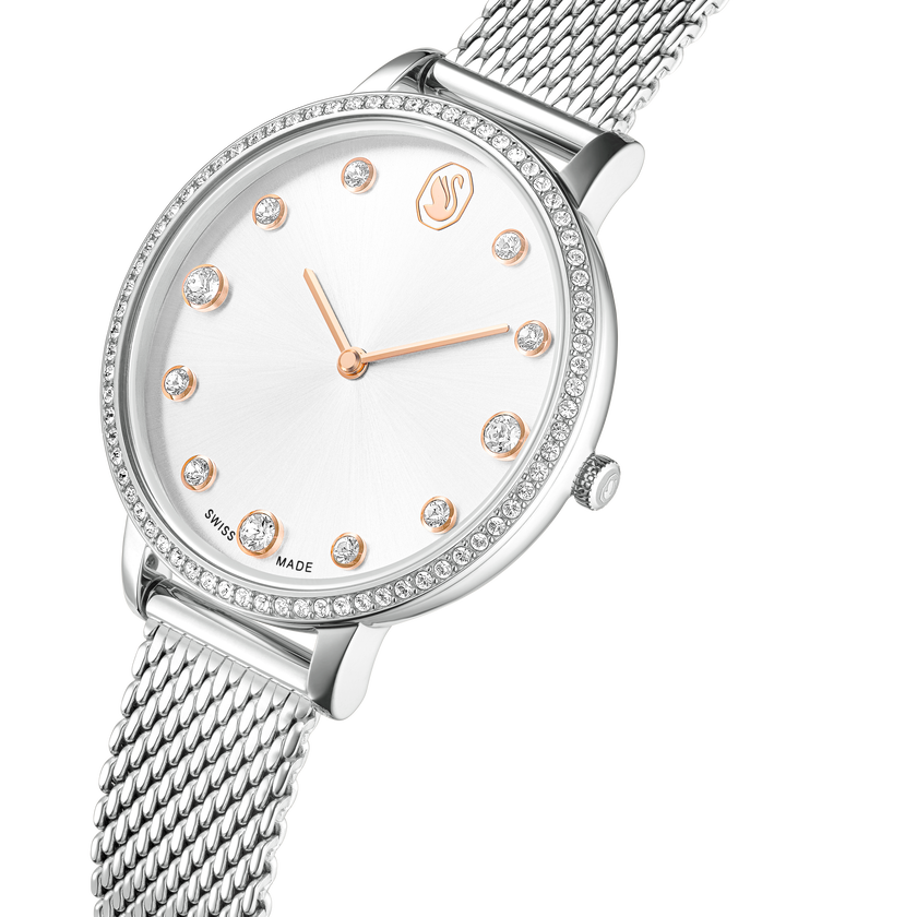 swarovski clarica watch  swiss made  metal bracelet  silver tone  stainless steel