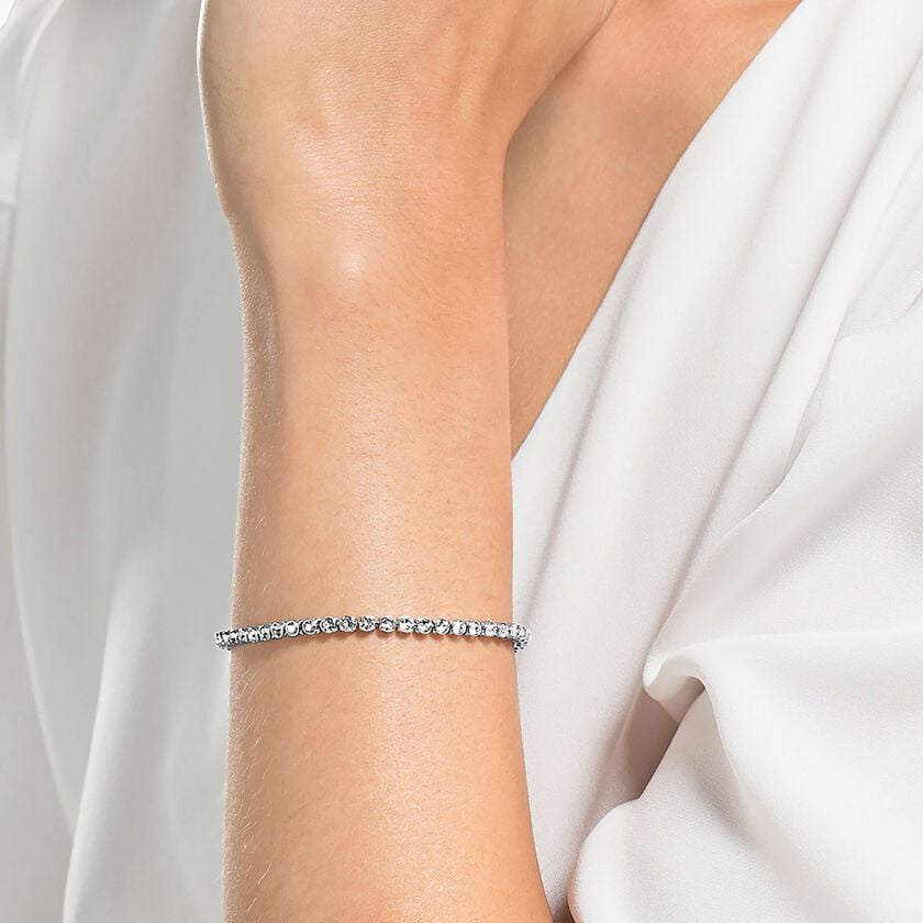 swarovski imber emily tennis bracelet  round cut  black  rhodium plated