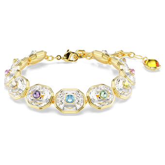 swarovski chroma tennis bracelet  octagon cut  multicolored  gold tone plated