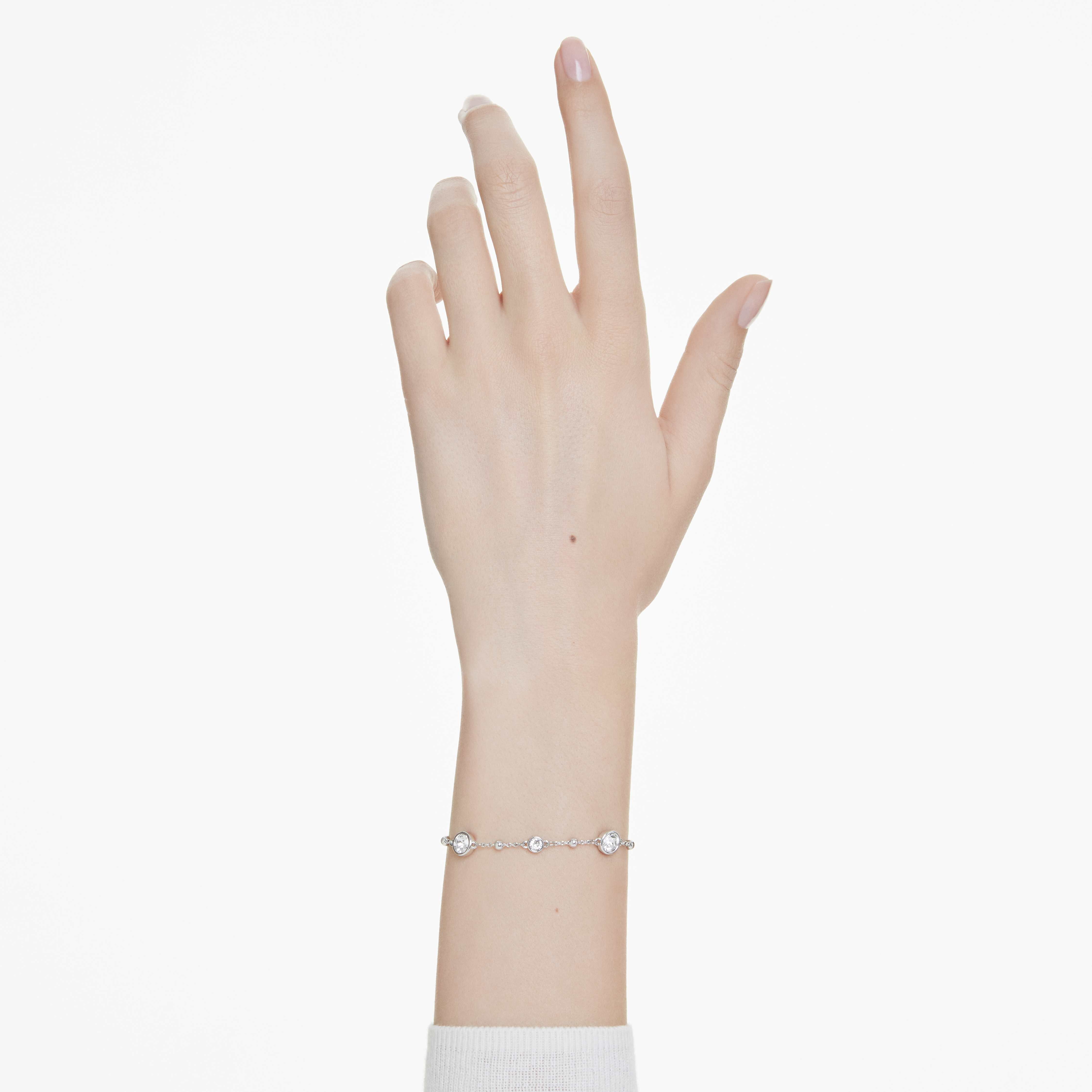 swarovski imber bracelet  round cut  white  rhodium plated