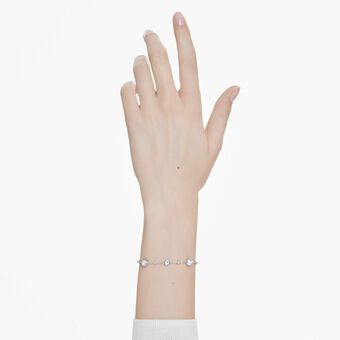 swarovski imber bracelet  round cut  white  rhodium plated