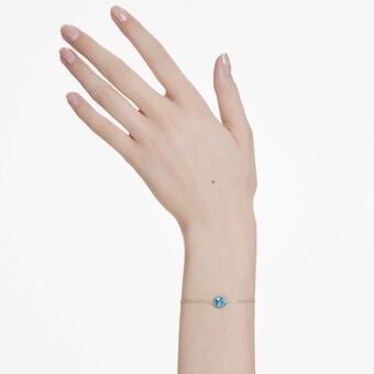 swarovski birthstone bracelet  square cut  december  blue  rhodium plated