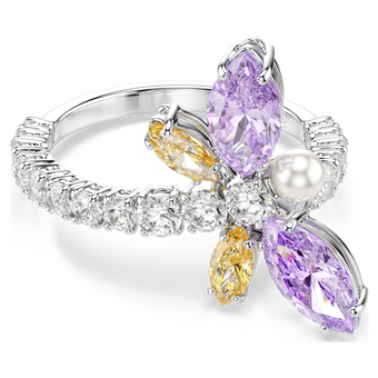 ariana grande x swarovski motif ring  mixed cuts  dragonfly  multicolored  rhodium plated