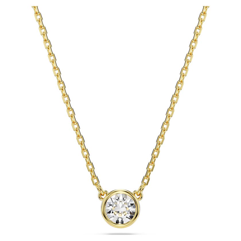 Imber pendant, Round cut, White, Gold-tone plated