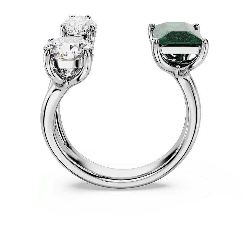 swarovski mesmera open ring  mixed cuts  green  rhodium plated
