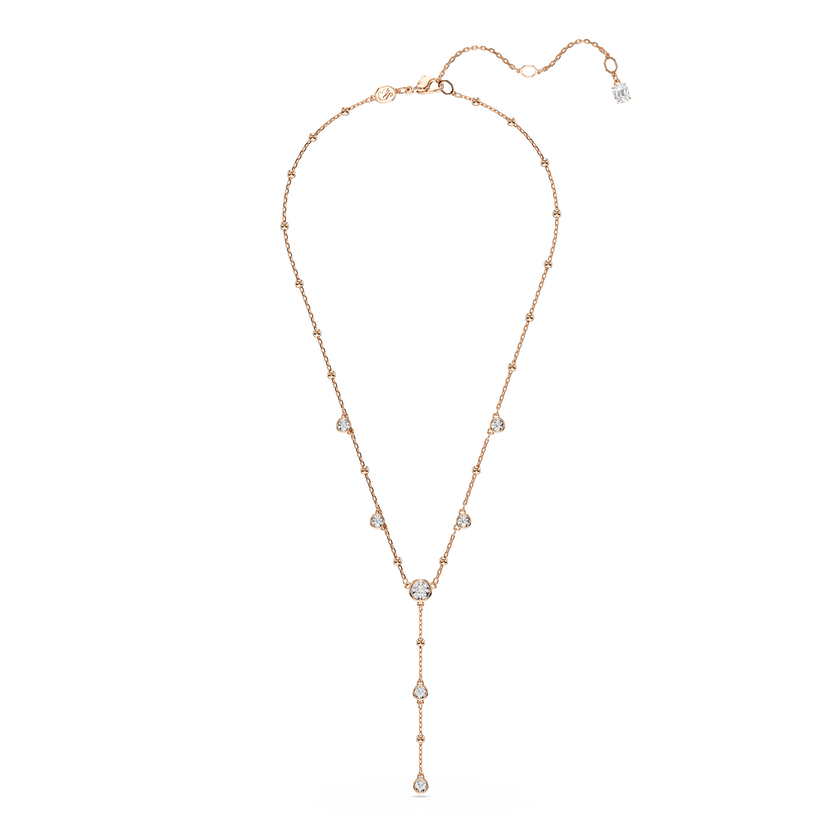 swarovski imber y necklace  round cut  white  18k rose gold finish