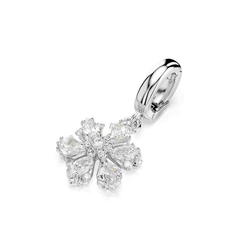 swarovski idyllia charm  mixed cuts  snowflake  white  rhodium plated
