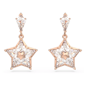 swarovski stella drop earrings  kite cut  star  white  rose gold tone plated
