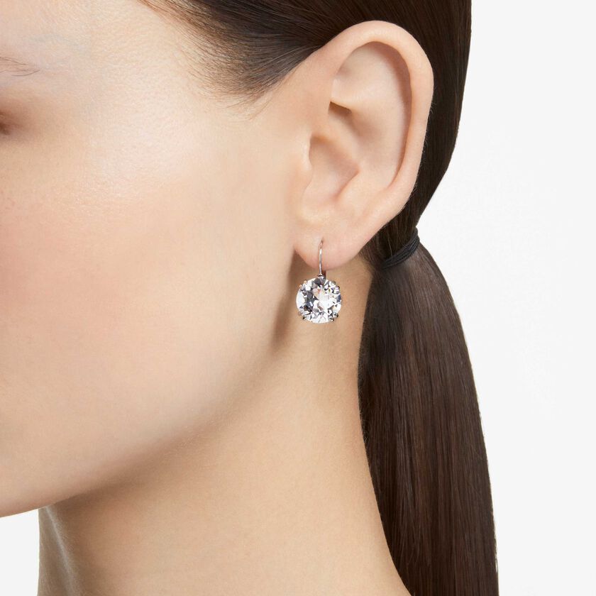 swarovski millenia earrings  round cut crystal  white  rhodium plated