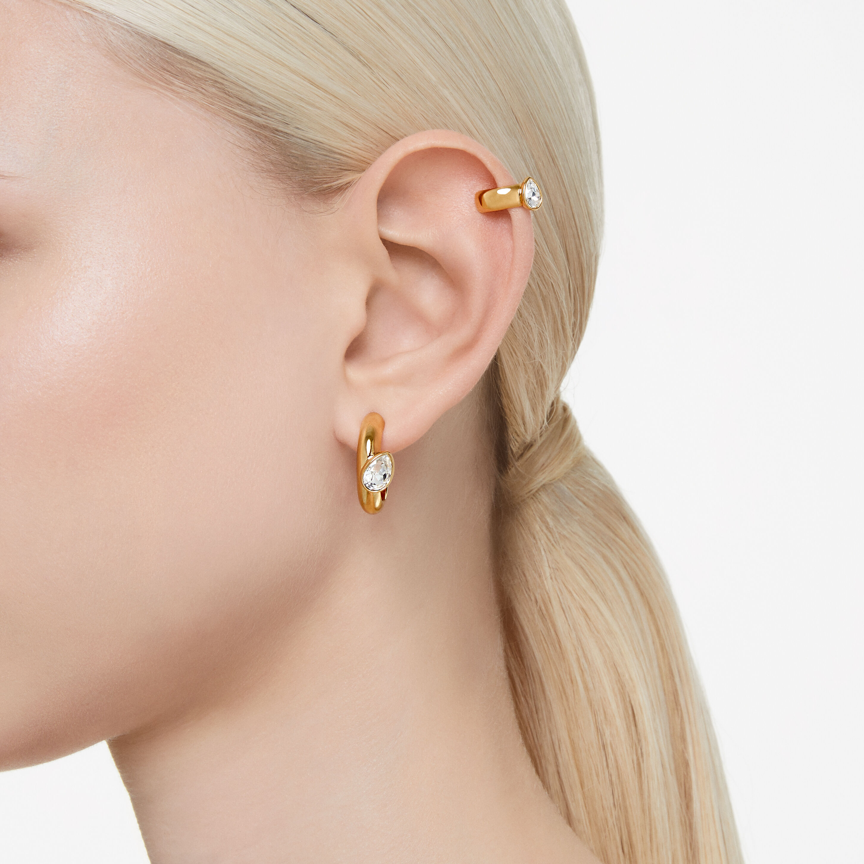 Buy Swarovski Dextera hoop earrings with ear cuff Set 3 Pear