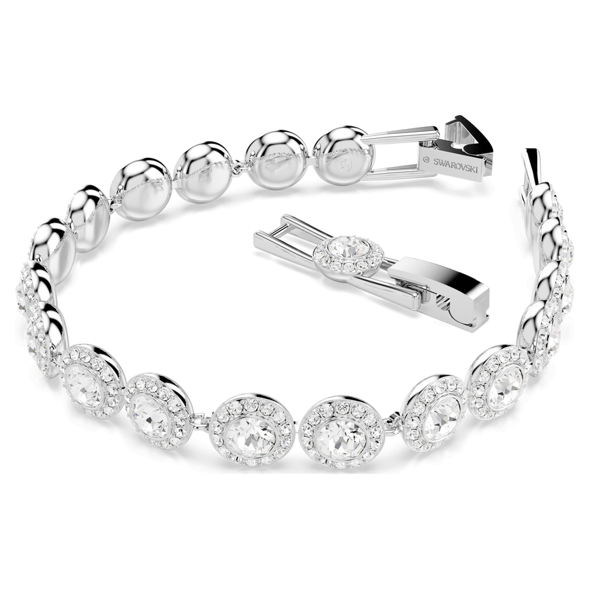 swarovski una angelic tennis bracelet  round cut  white  rhodium plated