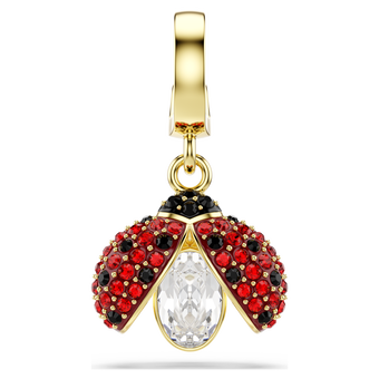 swarovski idyllia charm  mixed cuts  ladybug  red  gold tone plated