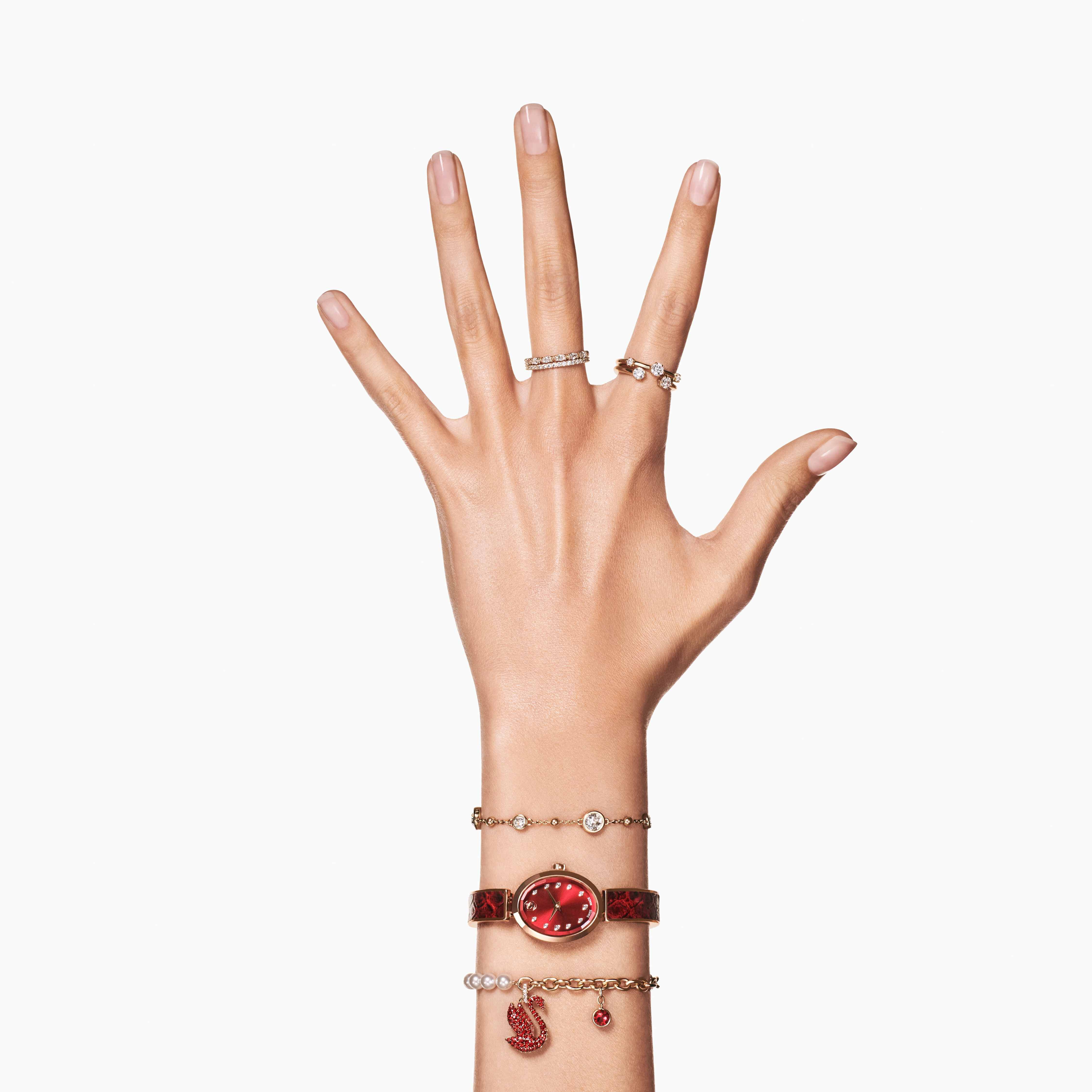 swarovski imber bracelet  round cut  white  gold tone plated