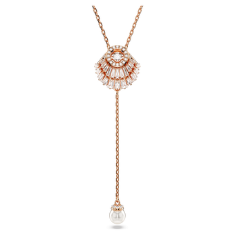 swarovski idyllia y pendant  crystal pearl  shell  white  rose gold tone plated