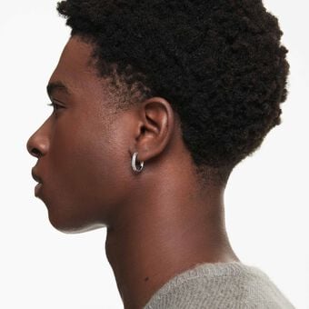 swarovski dextera hoop earrings  octagon shape  round cut  white  rhodium plated