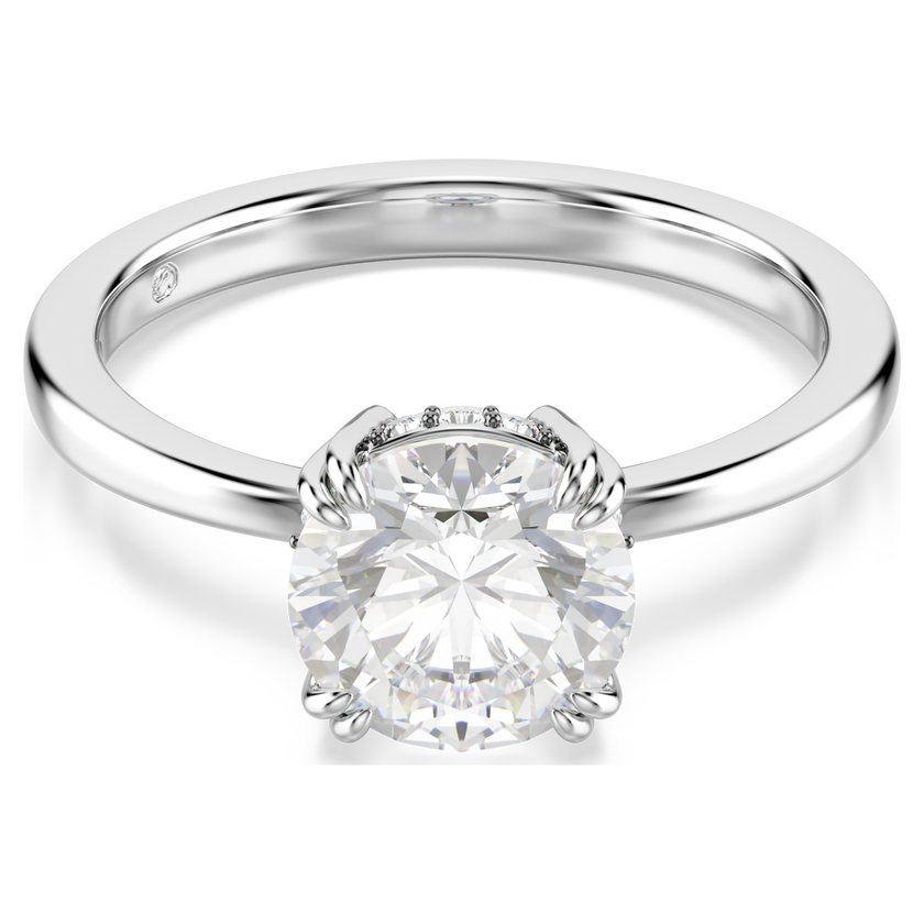 swarovski stilla cocktail ring  round cut  white  silver tone finish