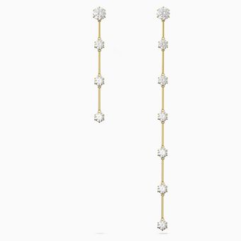 Constella earrings, Asymetrical, White, Gold-tone plated