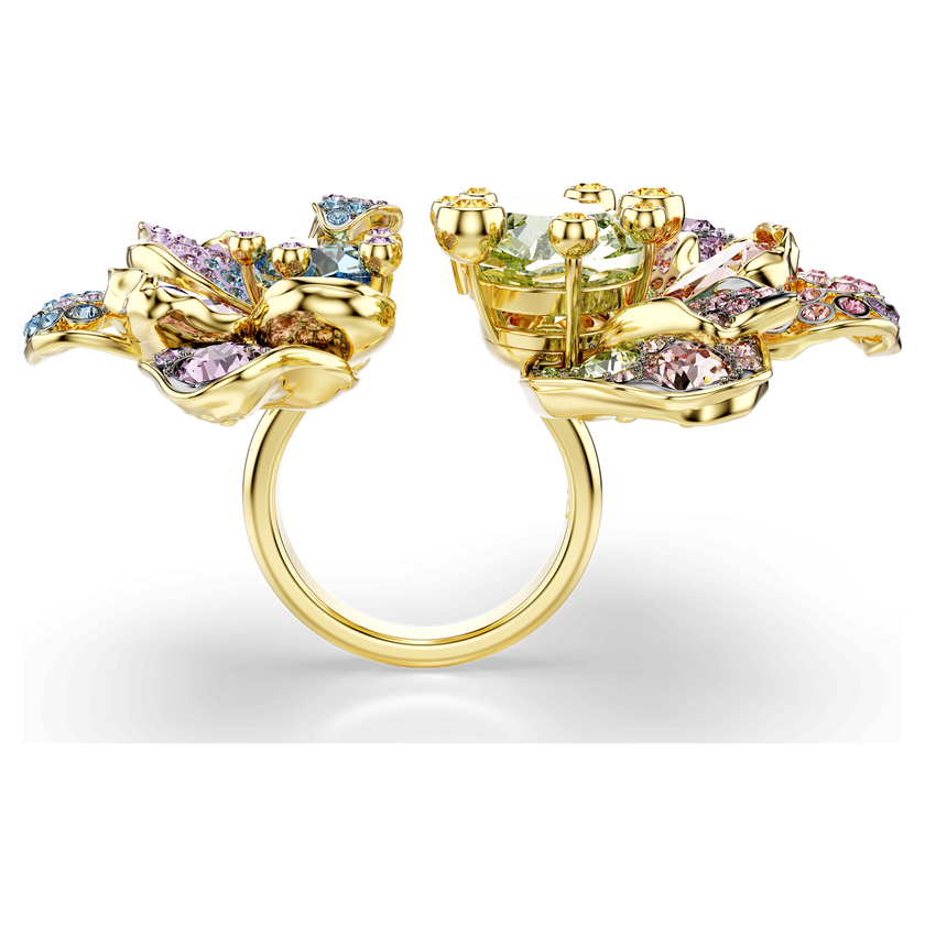 swarovski idyllia ring  mixed cuts  pav   flower  multicolored  mixed metal finish