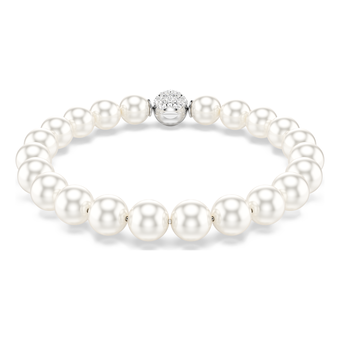 swarovski matrix bracelet  crystal pearl  white  rhodium plated